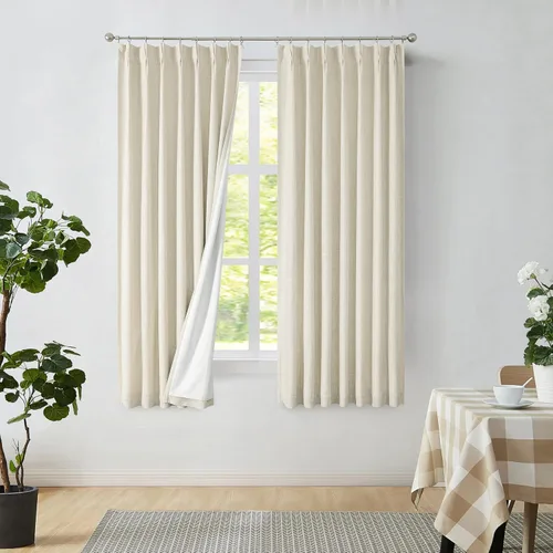 Miniatura 46 de Central Park Paneles de cortinas plisadas opacas con textura de lino, con aislamiento térmico y pestaña trasera, para sala de estar o dormitorio