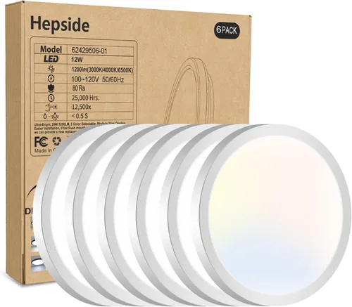 Miniatura 24 de Paquete de 2 lámparas de techo LED de montaje empotrado, color negro, 12 pulgadas, 28 vatios, regulable y 3000K-4500K-6000K, lámpara de techo de 3
