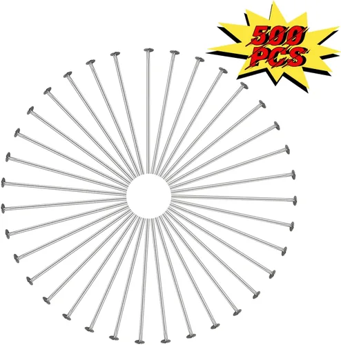 Miniatura 3 de 500 alfileres de cabeza plana para hacer joyas, de acero inoxidable, longitud de 0.98 pulgadas/0.984 in, horquillas planas para manualidades, aretes