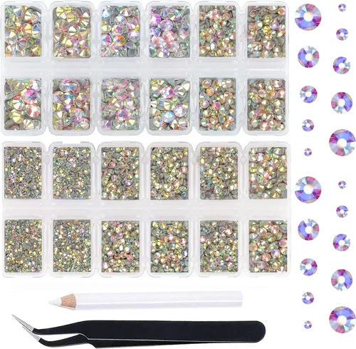 Miniatura 29 de Massive Beads 7800 vasos de hierro termoadhesivos con parte trasera plana, 5 tamaños, diamantes de imitación para hacer proyectos de bricolaje