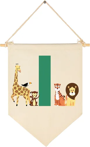 Miniatura 9 de Bandera personalizada de animales del bosque, regalos para bebé, niño, niña, recién nacido, banderín de safari de selva, letrero de pared, regalos
