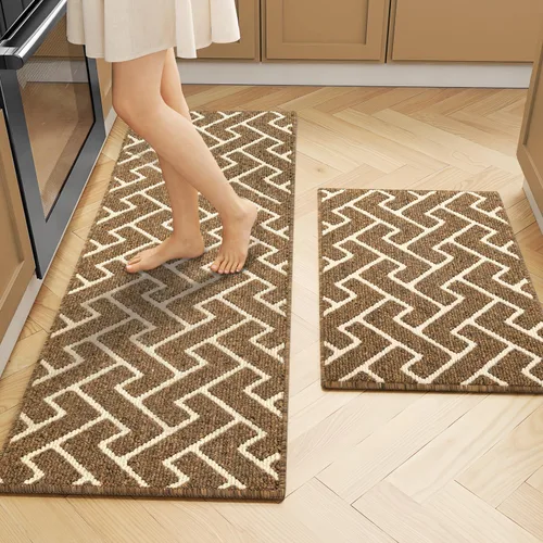 hicorfe Juego de 2 tapetes de cocina antideslizantes para piso, cómodas alfombras de cocina lavables para pasillos, entrada, cuarto de servicio (20