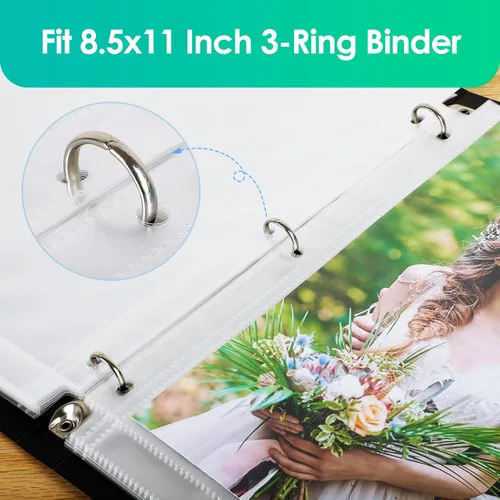 Miniatura 6 de MaxGear Paquete de 30 fundas de fotos de 8 x 10 pulgadas para carpeta de 3 anillos (60 imágenes), protectores de páginas de archivo de alta