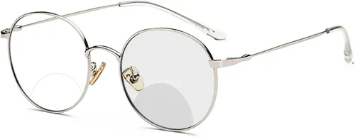 Miniatura 8 de Moda redonda bifocal gafas de lectura hombres sol fotocrómico marco de metal transición Presbicia hembra