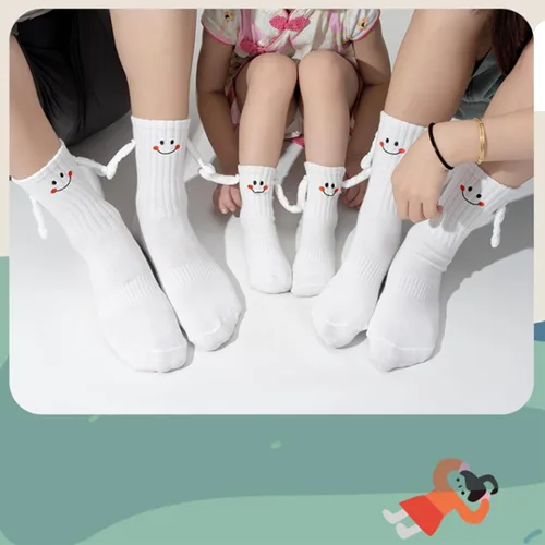 Miniatura 3 de Calcetines a juego para la familia, divertidos calcetines magnéticos de tubo medio, calcetines sonrientes para padres y niños