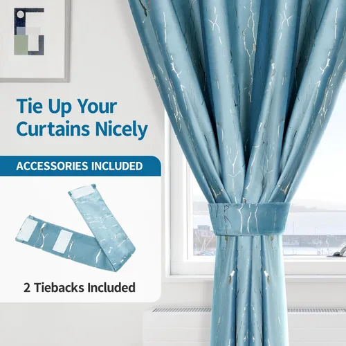 Miniatura 3 de Weenye Cortinas azules: 63 pulgadas de largo, puerta corredera para dormitorio y sala de estar, 52 x 63 pulgadas