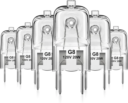 Bombillas halógenas Flaspar G8, bombilla halógena de 20 W G8 con base de doble clavija, bombilla de 120 V regulable T4 tipo JCD para luz de campana