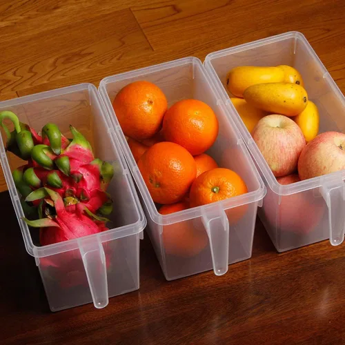 Miniatura 4 de Sooyee Contenedores de almacenamiento para refrigerador, paquete de 4 unidades de 4 litros, apilables, organizador de refrigerador con asa