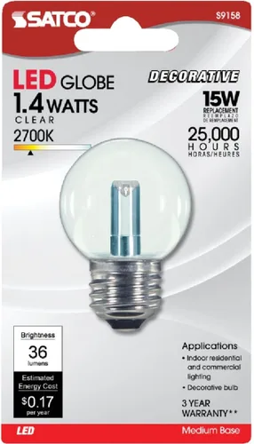 Miniatura 21 de Satco S9176 LED T6 Frost 2700K Bombilla base de candelabro, 0.8W