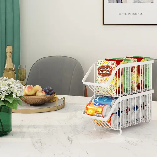 Miniatura 6 de GILLAS Paquete de 8 organizadores apilables de latas de soda para refrigerador, dispensador de latas, estante de almacenamiento de alimentos