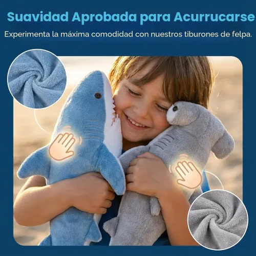Miniatura 2 de Bedwina Tiburones de peluche – Paquete de 2 juguetes grandes de tiburón Mako de 14 pulgadas y cabeza de martillo de 13 pulgadas, juguetes