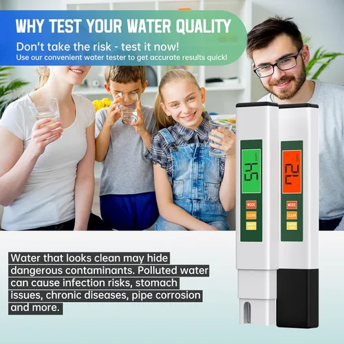 Miniatura 6 de Probador de Agua TDS, Medidor TDS 4 en 1 Probador Digital de Agua para Agua Potable, Profesional 0-9990ppm PPM EC y Temp Medidor TDS de Agua