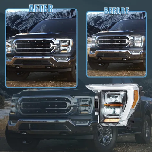 Miniatura 7 de VLAND Conjunto de faros delanteros para Ford F150 2021-2023 14ª generación XL, XLT, Lariat, Tremor, Raptor, King Ranch, Platinum, Limited, proyector