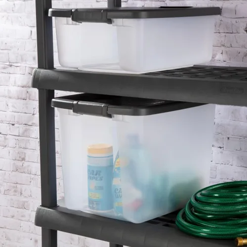 Miniatura 5 de Sterilite Paquete de 24 contenedores de almacenamiento de plástico transparente con tapas, 50 cuartos de galón, color gris, cajas organizadoras