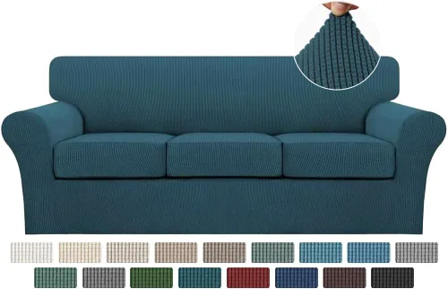 Miniatura 141 de Turquoize 2 fundas para sillas de sala de estar, funda de sofá con fundas de cojín individuales, funda de muebles para sillas (silla, beige biscotti)