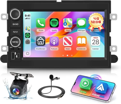 Hodozzy Estéreo de coche 4G+128G para Ford F-150 2004-2008 Android 7 pulgadas Incell pantalla táctil estéreo navegación GPS con Carplay inalámbrico