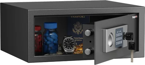 Miniatura 9 de Caja de seguridad de 1.2 pies cúbicos, caja de seguridad digital con estante y teclado y combinación, caja de seguridad digital de acero aleado