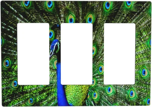 Miniatura 20 de Cubierta decorativa para toma de corriente de pavo real, cubierta de salida de 1 banda, cubierta de placa de interruptor de luz, placas de 1