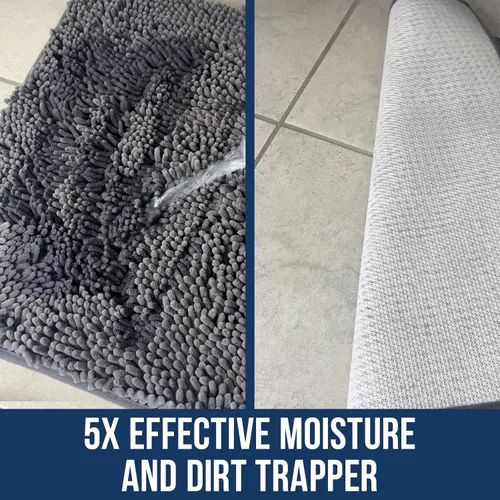 Miniatura 3 de Muddy Mat Alfombras de Baño de Chenilla de Microfibra de Secado Rápido Antideslizantes Lavables, Extra Gruesas, Suaves y Altamente Absorbentes Gris