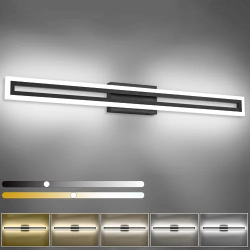 Miniatura 18 de SOLFART Luces de tocador de baño sobre espejo 14W 60 cm Luz de baño moderna negra 6000K ND