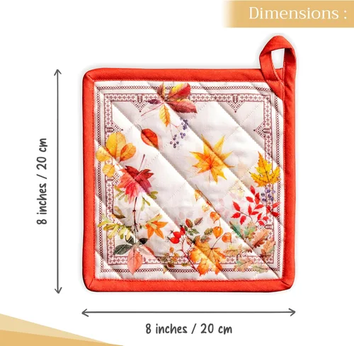 Miniatura 4 de Maison d' Hermine Juego de soportes para ollas 100% algodón, resistentes al calor, almohadillas calientes de 8 x 8 pulgadas con lazo para 056