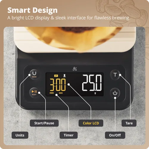 Miniatura 7 de Greater Goods Báscula de café con temporizador – Báscula digital de precisión de 0.00 oz para café y café expreso para vertido, pesaje de granos