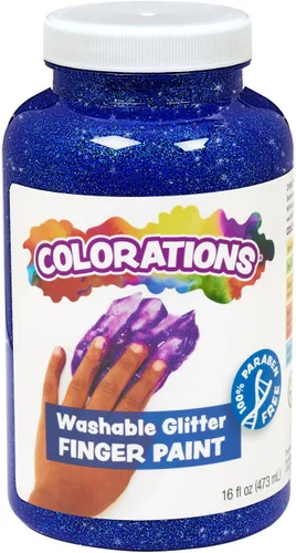Colorations Pintura de Glitter Lavable Azul, 16oz - Gran Experiencia Sensorial para Niños Pequeños y Bebés, No Tóxica