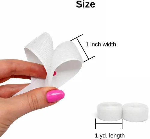 Miniatura 2 de Cinta de velcro blanca de 1 pulgada de ancho, no adhesiva, de nailon blanco de 1 yarda de longitud, juego de sujetadores de tela para bolsas