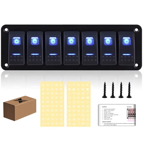 Miniatura 10 de Panel de interruptor 2 bandas de palanca de aluminio, interruptor basculante impermeable de 12V/24V para barco marino, interruptores
