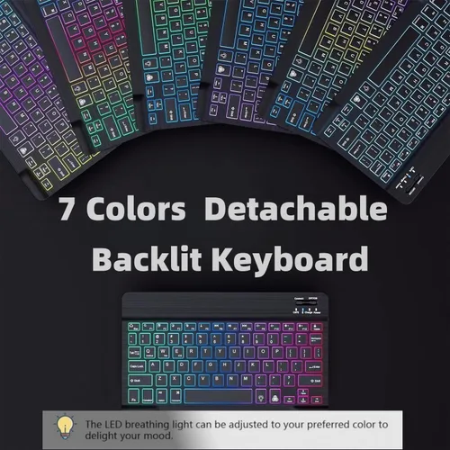 Miniatura 2 de Funda para teclado Galaxy Tab S6 Lite de 10.4 pulgadas 2024/2022/2020, cubierta de teclado Bluetooth magnético desmontable con retroiluminación de 7