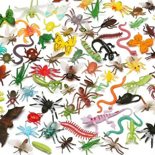 Miniatura 2 de Paquete de 76 mini juego de insectos de plástico, juguete realista de insectos para niños, figura de insectos falsos para niños, niños pequeños