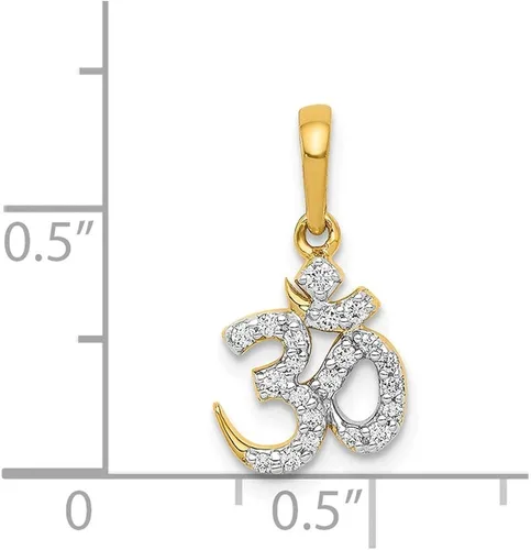 Miniatura 4 de Colgante Om de oro amarillo macizo de 14 quilates con diamante de 16 quilates