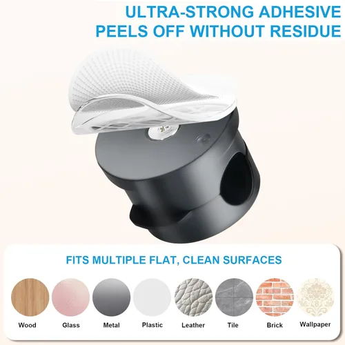 Miniatura 5 de 6 piezas de clips magnéticos para cables, organizador de cables adhesivo giratorio de 360° - Soporte compacto para cables para escritorio, mesita