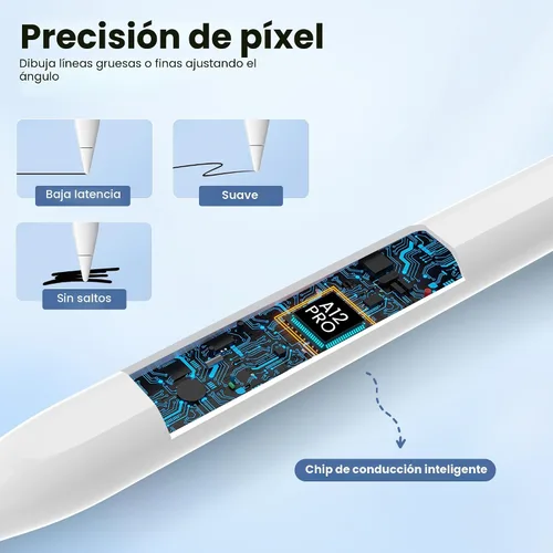 Miniatura 7 de Lápiz para Apple iPad A16 10ª Generación, Lápiz capacitivo de carga rápida para iPad A16/11-6ª gen 2025-2018, Air 11"/13" M3/M2/5ª-3ª, Pro Blanco