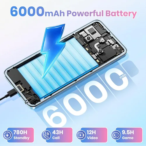 Miniatura 2 de FOSSIBOT Teléfono celular S5 Android 15 (2026), 16GB+128GB/2TB teléfono desbloqueado, pantalla de 6.88 pulgadas, batería 6000mAh 4G Dual Sim