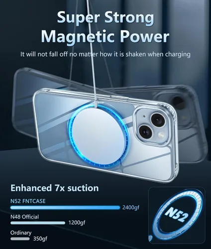 Miniatura 1038 de FNTCASE Funda para iPhone 13 Pro-Max: Fundas magnéticas transparentes compatibles con Magsafe Slim anti amarillamiento protección contra caídas