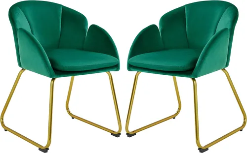 Miniatura 10 de Yaheetech Silla de terciopelo para sala de estar, sillón en forma de flor con patas doradas, silla lateral tapizada para tocador, sala de estar