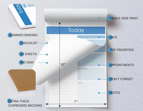 Miniatura 2 de Better Office Products To Do List Notepad, 7" x 10" Today Note Pad, 52 Sheets, Daily Agenda Productivity Checklist Organizer (1 Pack)