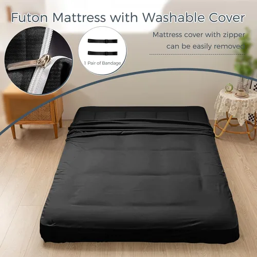 Miniatura 3 de MAXYOYO Colchón tipo futón extra grueso de 6 pulgadas, colchón plegable japonés para adultos, almohadilla de tatami enrollable para habitación