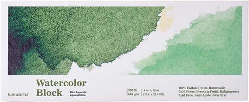 tumuarta 300LB Watercolor Block, 100% Cotton, 5X7”, 640 GSM, 10 Sheets, Acid Free, Cold Press, Watercolor Paper Board Sketch Books for Watercolors,