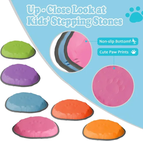 Miniatura 4 de Stepping Stones for Kids, 10 PCS Non-slip Toddlers' Balance Sensory Toys, Indoor & Outdoor Play, Obstacle Course Game for Children Promoting 6 PIEZAS