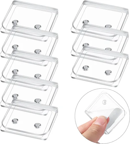 Miniatura 2 de Yalikop 8 clips para cortina de ducha, soporte protector contra salpicaduras, adhesivo transparente, resistente al viento, clips para mantener