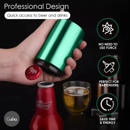 Miniatura 5 de GOCHA Abrebotellas magnético de cerveza con receptor automático de tapa – Dispositivo de empuje de acero inoxidable, herramienta de barra con una