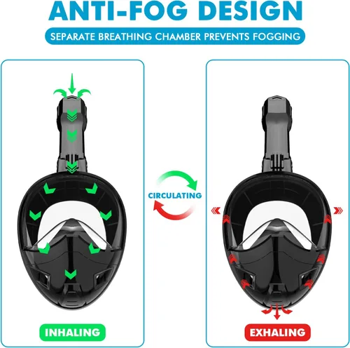 Miniatura 5 de Full Face Snorkel Mask, Snorkeling Gear for Adults Kids with Latest Dry Top Breathing System and Detachable Camera Mount, with 180 Degree Panoramic