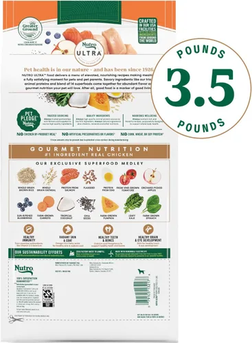 Miniatura 2 de Nutro Alimento seco para cachorros ultra alto en proteínas, trío de proteínas de pollo, cordero y salmón, bolsa de 3.5 libras