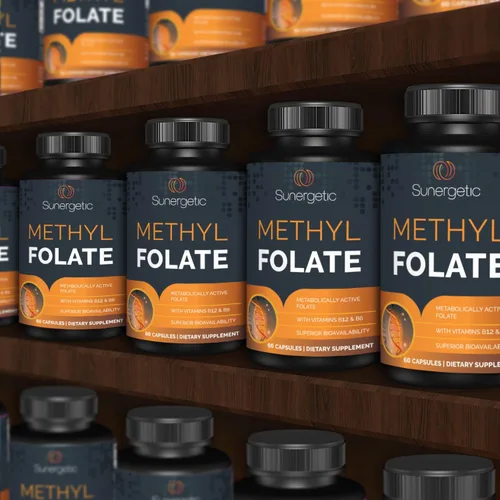 Miniatura 4 de Sunergetic Suplemento de folato de metilo prémium – con vitamina B12 metilada y vitamina B6 – Folato metabólicamente activo como magnafolato