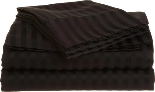 Sábanas de tamaño Queen divididas en la parte superior, rayas negras, 800 hilos, 100% algodón egipcio, sábanas divididas en la cabeza superior de 34