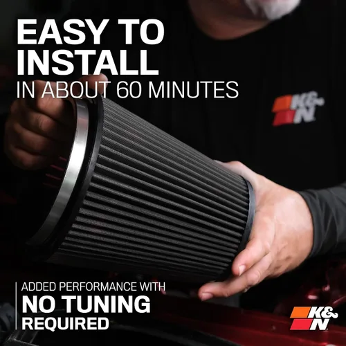 Miniatura 8 de K&N Sistema de admisión de aire frío: filtro de aire de flujo seco, aumento del rendimiento y remolque: compatible con RAM 1500, 30-1578 2019-2024