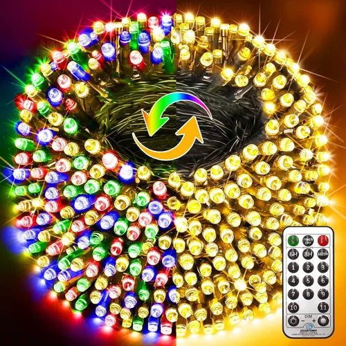 Miniatura 11 de KNONEW 720 luces LED de Navidad de 337 pies para exteriores, luces de cadena de alambre transparente que cambian de color con 11 modos