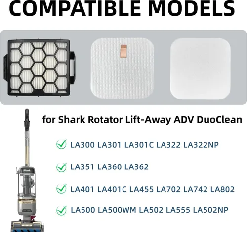 Miniatura 2 de LA300, LA401, LA455 Filtro de repuesto para Shark LA502, LA500, LA301, LA555, Rotator Navigator Lift-Away ADV DuoClean PowerFins verticales, filtros
